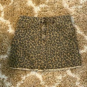 Leopard print jean skirt